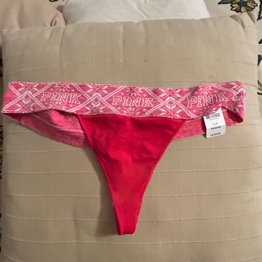 Victoria’s Secret Pink logo  thong panties new with tags M